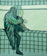 mirandapeytonjones illustration thinking bathroom still GIF