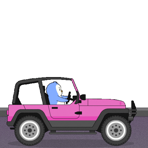 Pink Driving Sticker by Pudgy Penguins