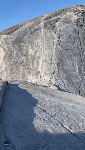 Hiker Documents Terrifyingly Steep Half Dome Trail in Yosemite National Park