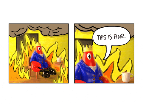 PhilipColbert giphyupload fire lobster this is fine GIF