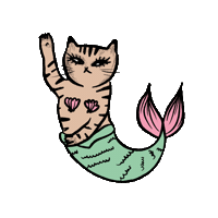 peachbabystudio cat mermaid peachbaby mercat Sticker