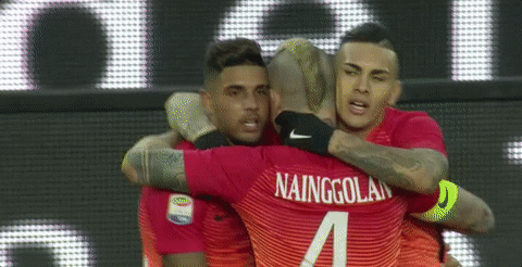happy group hug GIF by AS Roma
