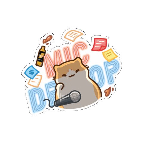 Cat Mic Drop Sticker by Bichi Mao