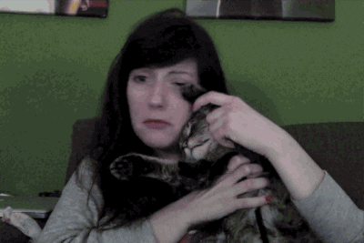 Sad Cat Lady GIF