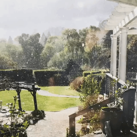 Hail and Rain Pour Down Despite Sunshine in Soquel, California