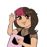 Chloecolors hi bye waving pink hair Sticker