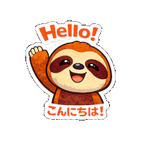 Sloth Hello Sticker by CR Embassy Japon