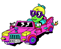 Space Car Sticker by Russell Taysom