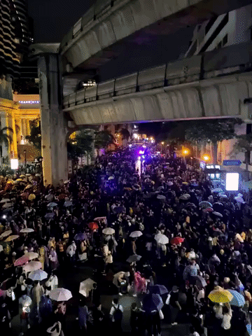 Thai Protesters Make Way for Ambulance During Demonstrations Against Ban on Gatherings