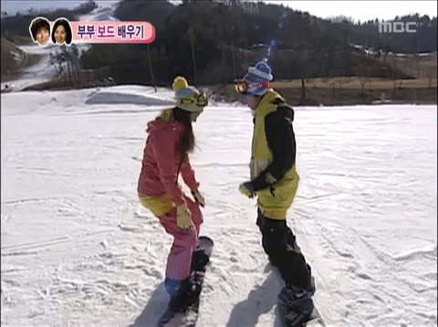 Snowboarding We Got Married GIF