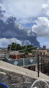 Smoke Billows From Fire at Matanzas Oil Tank