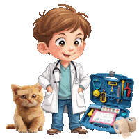 Boys Girls Sick Kitten Sticker
