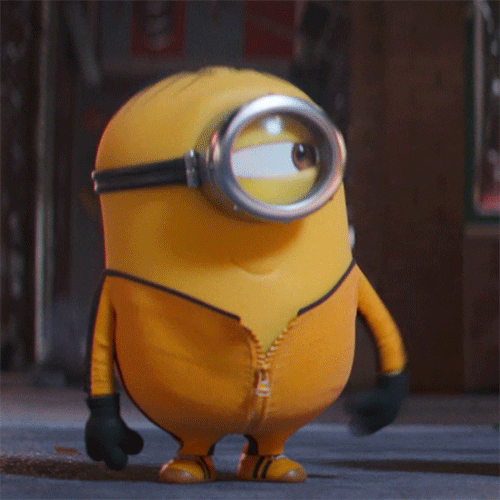 Despicable Me gif. Stuart, a minion, points at someone and laughs in glee. He teases the person with his laughter, his shoulders shrugging up and down exaggeratedly with his mouth widening as he giggles.