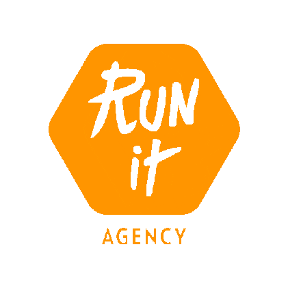 runitagency logo spinny run it run it agency Sticker