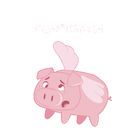 Confused Flying Pig Sticker by PositivelyPigasus