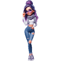 Girl Purple Hair Sticker