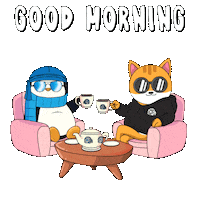 Good Morning Cat Sticker by Pudgy Penguins