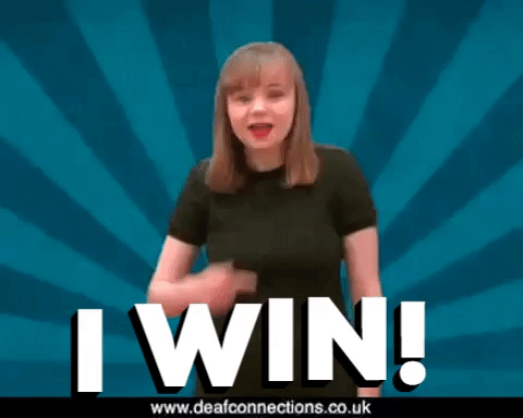 i win sign language GIF