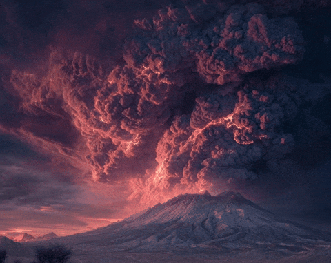 DinosaursWereHereFirst giphyupload smoke lava volcano GIF