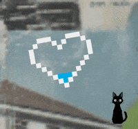Black Cat Pixel Heart GIF by ellaknor