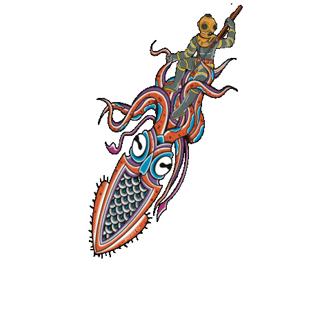 Squid Diver Sticker by TheTatuTribe