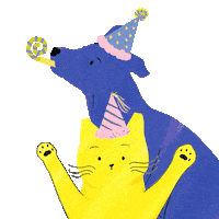 saddoganddrcat happy cat party dog Sticker