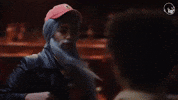 Video gif. Someone dressed like an old man punches someone dressed as Timothée Chalamet, and Timothée fights back, punching him in the face as well.