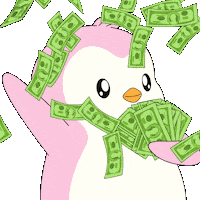 Make It Rain Girl Sticker by Pudgy Penguins