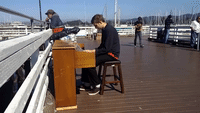 Monterey Street Piano Attracts Musician