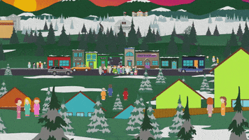 scenery zoomed out picture of the city. GIF by South Park 