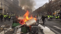 Protesters Light Fire on Champs Elysées, Confront Paris Police