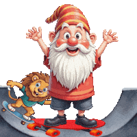 Skateboarding Cute Gnome Sticker