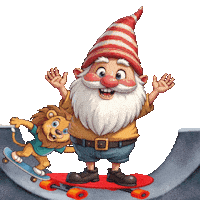 Skateboarding Cute Gnome Sticker