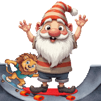 Skateboarding Cute Gnome Sticker