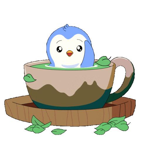 Waving Coffee Time Sticker by Pudgy Penguins