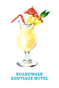 Pina Colada Cocktail Sticker by Boardwalk Boutique Hotel Aruba