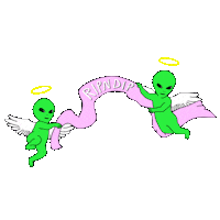 RIPNDIP_CAT angry alien angel balloon Sticker