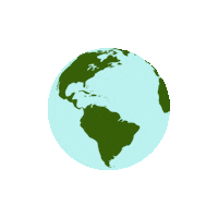 Sticker gif. The earth rotates slowly and text rotates around the earth reading, 'Care for the world.'