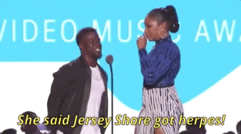 kevin hart jersey shore got herpes GIF by 2018 MTV Video Music Awards