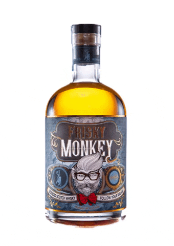 friskymonkey giphygifmaker whisky bottle scotch monkey friskymonkey drink party whisky scotchwhisky fun dream enjoy cool monkey GIF