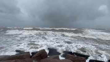Rough Surf in Galveston as Tropical Storm Nicholas Nears