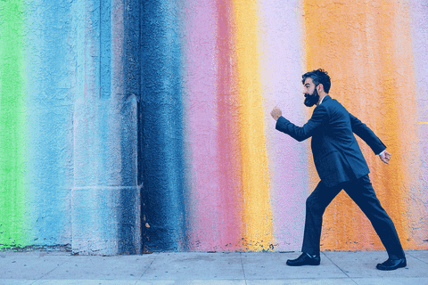 jennspain giphyupload yes rainbow jump GIF