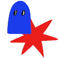 Les_Jolies_Musiques blue red star ghost Sticker