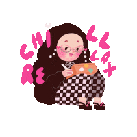 toestus girl chill drawing relax Sticker