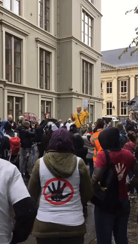 Demonstrators in The Hague Challenge Coronavirus Lockdown