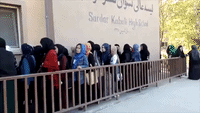 Women Wait in Line in Kabul to Vote in Parliamentary Elections