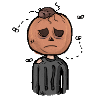 zombieecorn sad halloween tired pumpkin Sticker