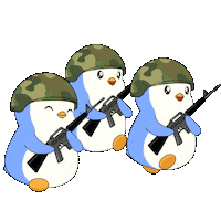 Huddle Up War Sticker by Pudgy Penguins