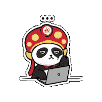 haidilaohuoguo bored panda working hmm Sticker