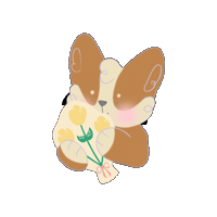 Flowers Corgi Sticker